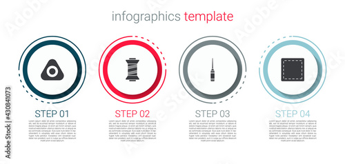 Set Sewing chalk, thread, Awl tool and Pattern. Business infographic template. Vector