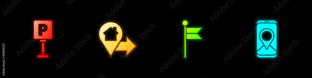 Set Parking, Location with house, marker and City map navigation icon. Vector Set Parking, Location with house, marker and City map navigation icon. Vector