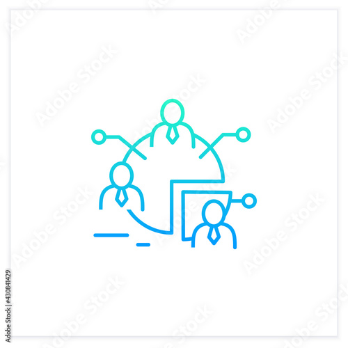 Audience segments gradient icon.Process of dividing an audience into people groups who have similar needs,values or characteristics.Isolated vector illustration.Suitable to banners,apps,presentation