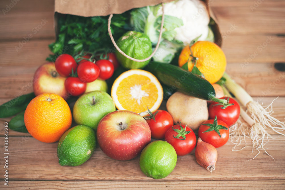 Assorted vegetable on wooden table