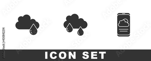 Set Cloud with rain, and Weather forecast icon. Vector