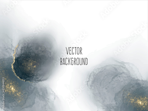 Vector watercolour horizontal universal background with gold glitter