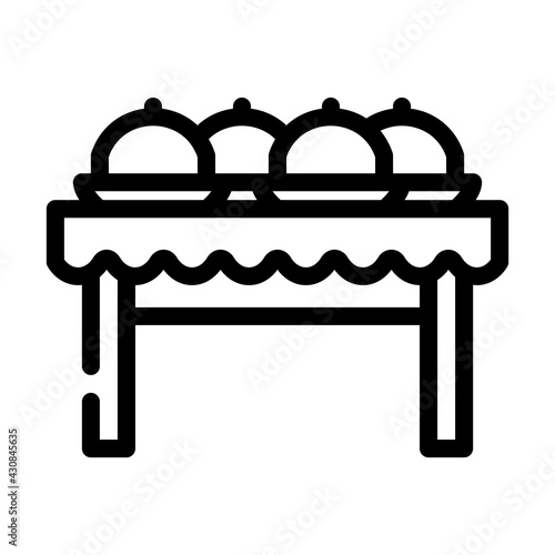 dishes on tables line icon vector. dishes on tables sign. isolated contour symbol black illustration