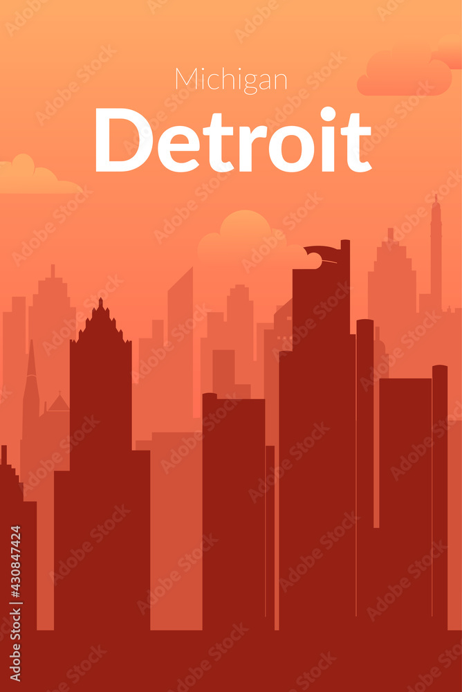 Fototapeta premium Detroit, USA famous city scape view background.