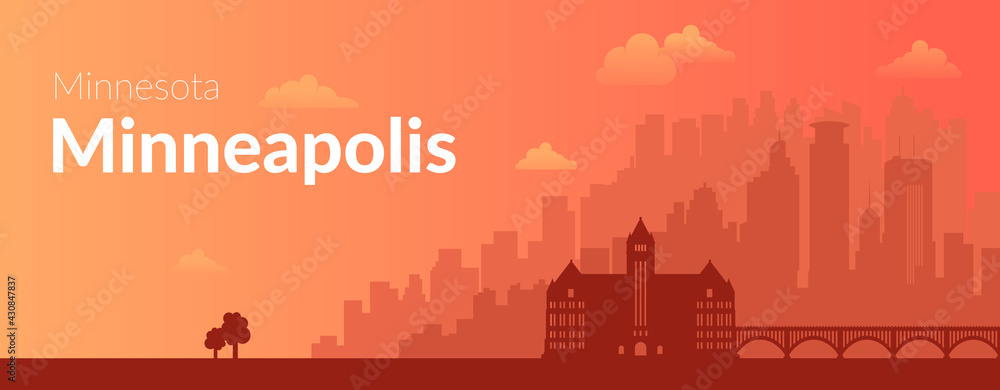 Fototapeta Minneapolis, USA famous city scape view background.