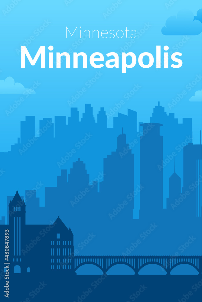 Minneapolis, USA famous city scape view background.