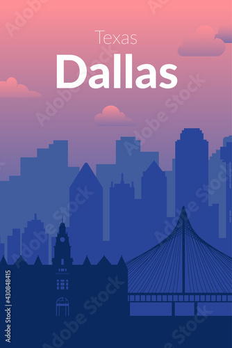 Dallas, USA famous city scape view background.