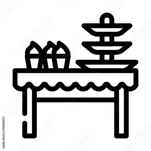 dessert table buffet line icon vector. dessert table buffet sign. isolated contour symbol black illustration