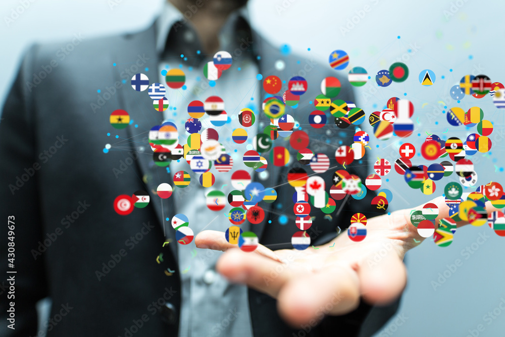 World map with all states and their flags,3d render. World map with all states and their flags,3d render.
