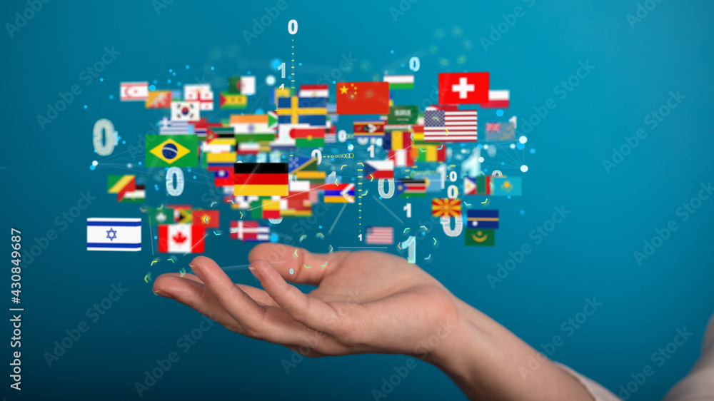 World map with all states and their flags,3d render. World map with all states and their flags,3d render.