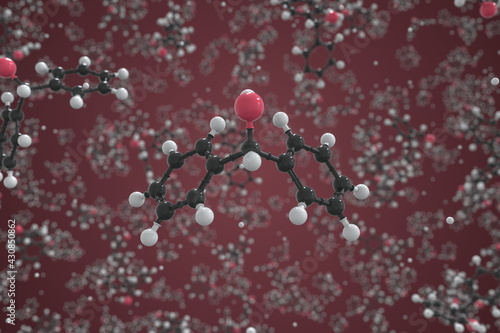 Diphenylmethanol molecule made with balls, scientific molecular model. Chemical 3d rendering