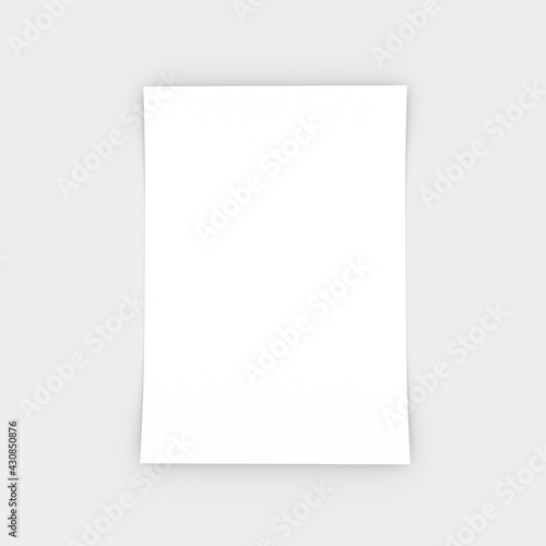 3d A4 format paper with shadows on white background.