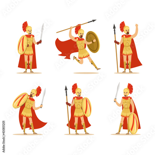 Gladiator or Swordsman as Roman Armed Combatant Vector Set