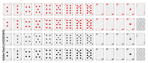 Playing cards. Set of template. Printable. Empty blank for your design. Poker kit sample. For game. Vector illustration. photo