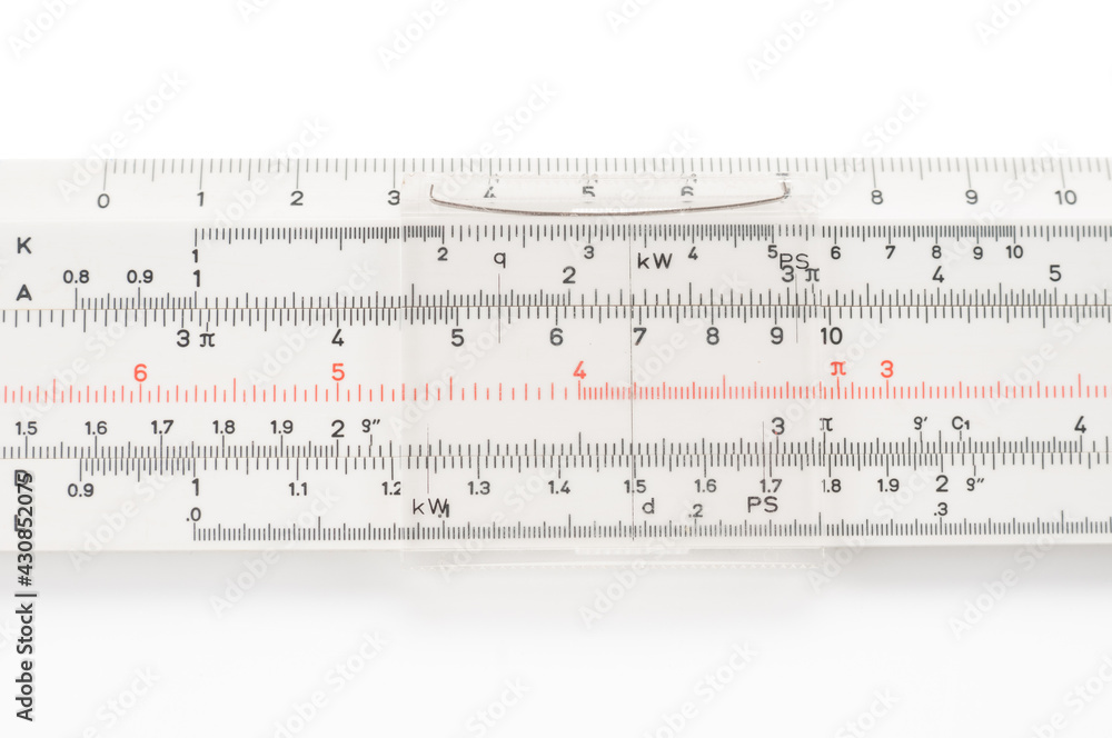 Retro slide ruler close up on white background Retro slide ruler close up on white background