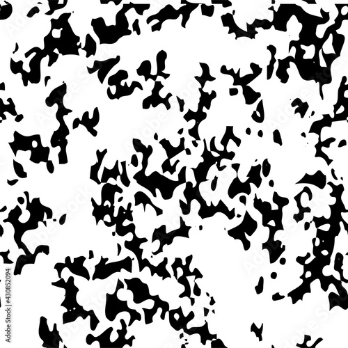 Black chaotic mottled pattern  texture background. Grain and noise overlay  irregular free form spots for template backdrop and effects  illustration