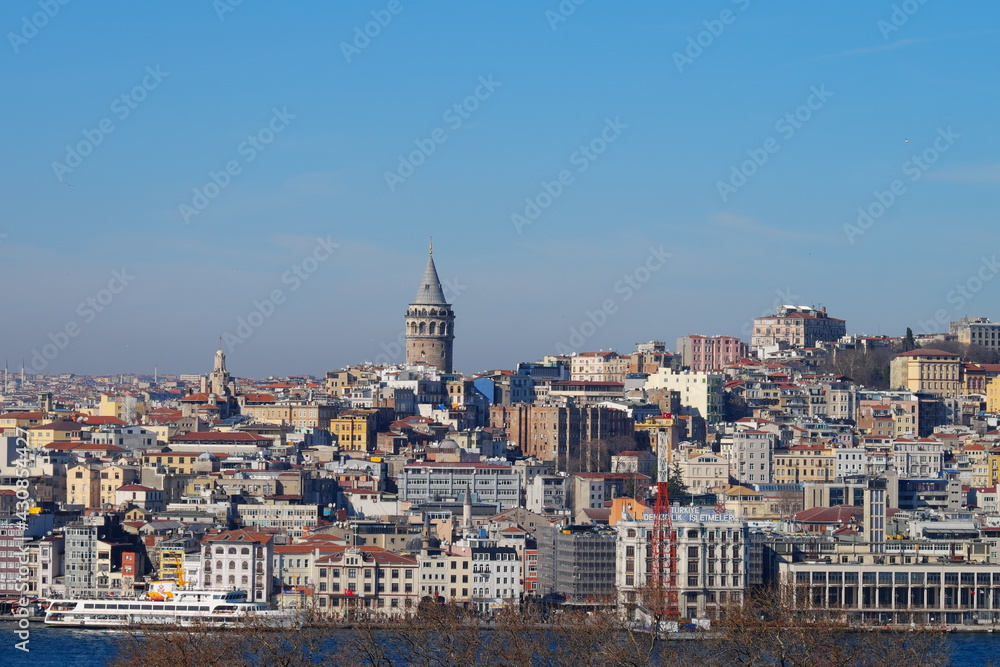 galata tower view and the Bosphorus