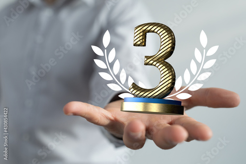 3rd place letter in 3d in hand