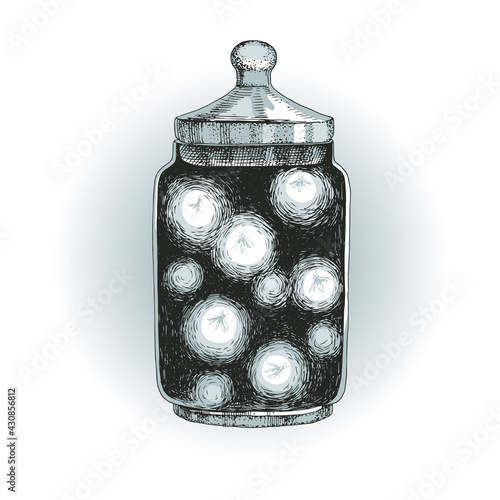 Magic witch potion with fireflies at night