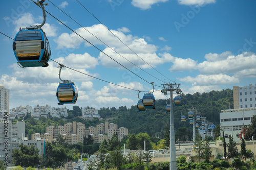 The new cable car in Haifa that connects the University of Haifa and the Technion Institute to the Central Transportation Station. photo