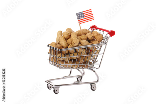 American shopping trolley fiiled with peanuts photo