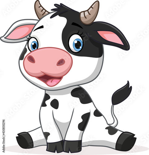 cute cow cartoon illustration