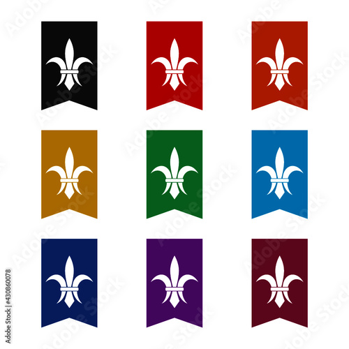 Fleur de lis heraldic icon isolated on white background color set