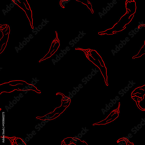 seamless pattern with red peppers.vector illustration for restaurant