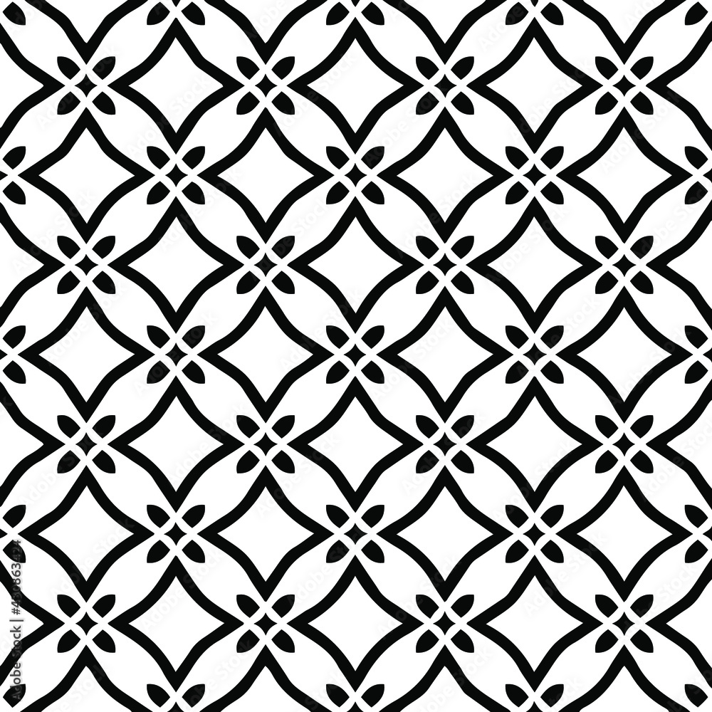 Fototapeta premium Geometric vector pattern with triangular elements. Seamless abstract ornament for wallpapers and backgrounds. Black and white colors. 