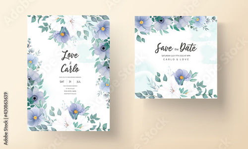 Elegant wedding invitation card with beautiful floral ornaments