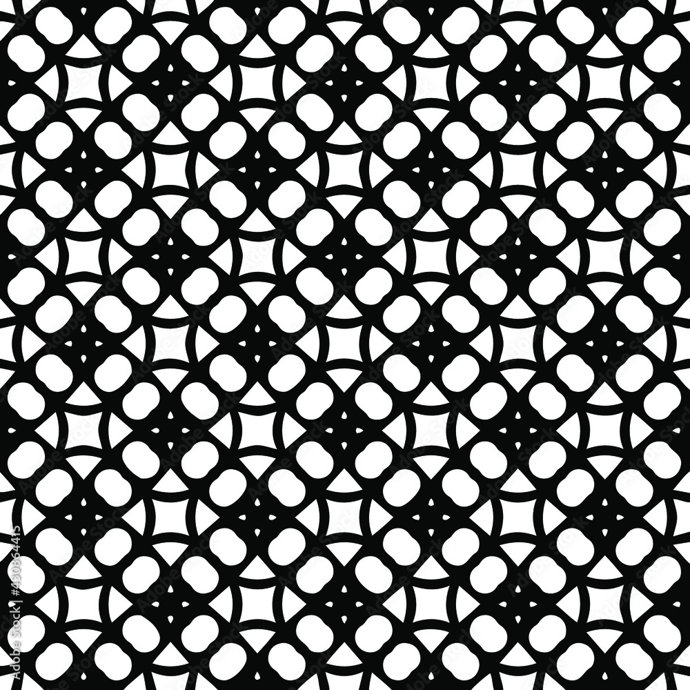 Fototapeta premium Geometric vector pattern with triangular elements. Seamless abstract ornament for wallpapers and backgrounds. Black and white colors. 