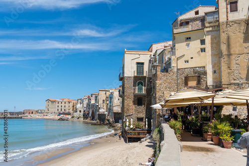 Coastline of Cefalù, a city and comune in the Italian Metropolitan City of Palermo, located on the Tyrrhenian coast of Sicily