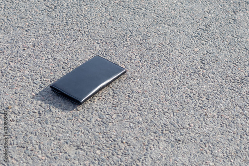 Street lighting. there is a wallet on the road on a sunny summer day