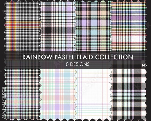 Rainbow Pastel Plaid Seamless Pattern Collection