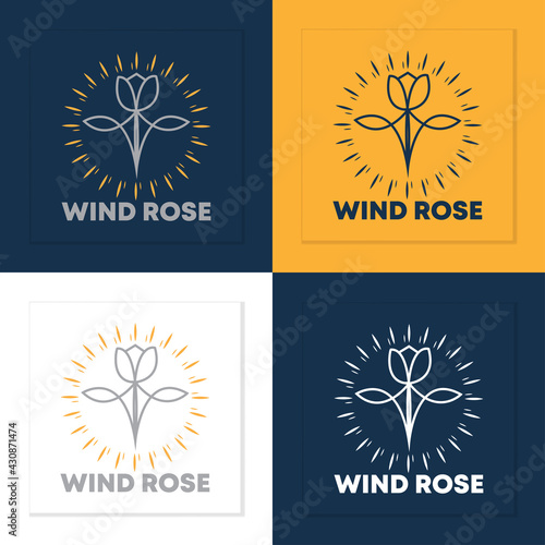 Vintage Compass Direction Trendy Linear Cosmetic Beauty Wind Rose Logo Design