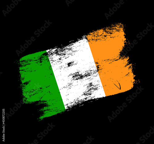 ireland flag grunge brush background. Old Brush flag vector illustration. abstract concept of national background.