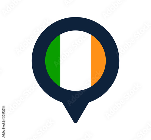 Free Download ireland flag and map pointer icon. National flag location icon vector design, gps locator pin. vector illustration - GFXLoad