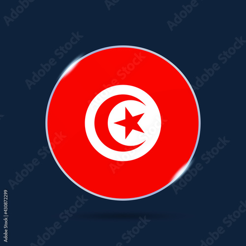 Free Download tunisia national flag Circle button Icon. Simple flag, official colors and proportion correctly. Flat vector illustration. - GFXLoad