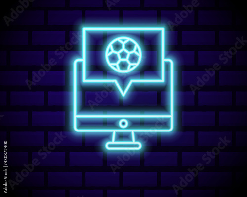 Live Soccer Neon Sign Vector. Live Football Logo neon, design template emblem, online soccer symbol, light banner, bright night football advertising, european football sign. Vector illustration