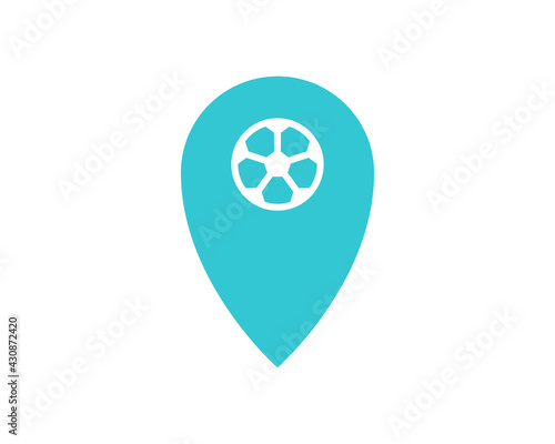 football match location icon. stadium pin locator. simple illustration outline style sport symbol.