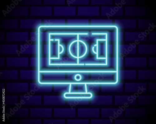 Live Soccer Neon Sign Vector. Live Football Logo neon, design template emblem, online soccer symbol, light banner, bright night football advertising, european football sign. 