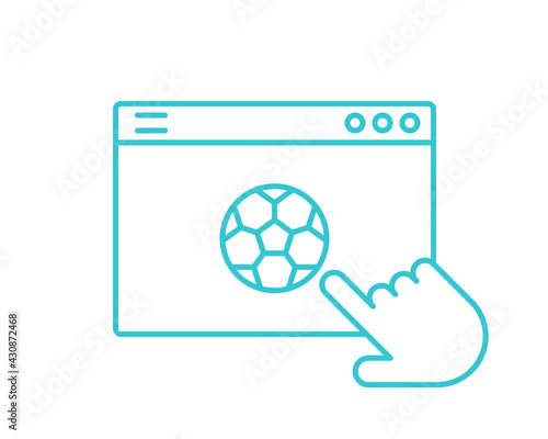 Online computer soccer icon. Outline online computer soccer vector icon for web design isolated on white background