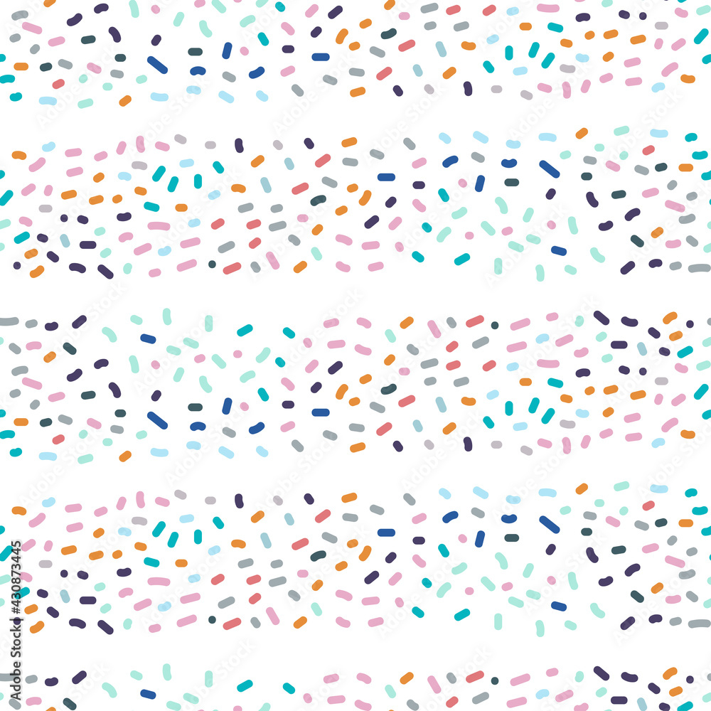 Obraz premium Vector seamless colorful pattern of ornamental abstract dots shapes in pastel colors 