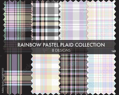 Rainbow Pastel Plaid Seamless Pattern Collection