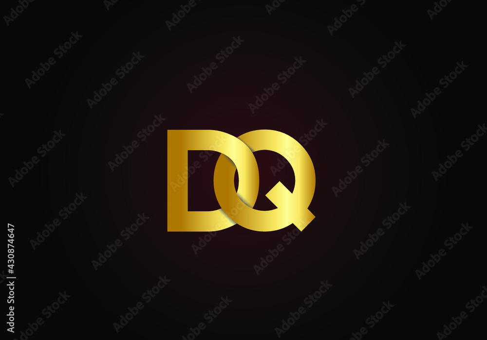 Initial Gold DQ letter logo design. DQ logo design with creative and modern trendy