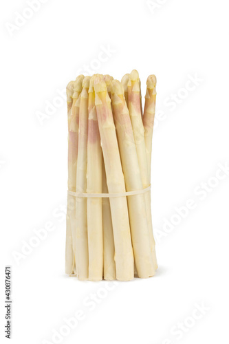 Bunch of white asparagus isolated on white