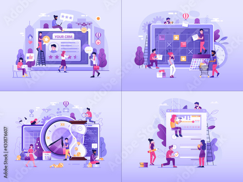 Online Working Tools Business Concepts in Flat