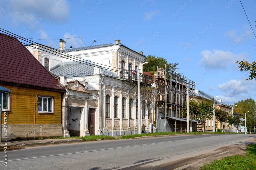 Residential buildings on Lenin street Nos. 18, 16, Staritsa, Tver region, Russian Federation, September 20, 2020
