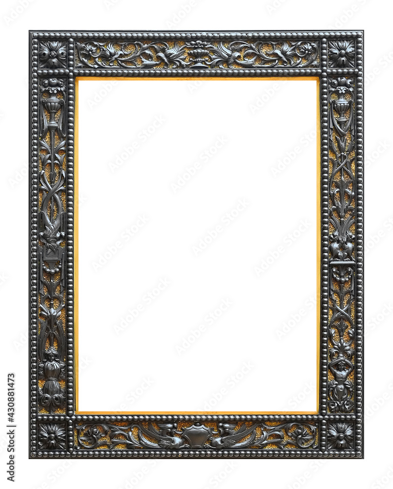 Silver and gold frame for paintings, mirrors or photo isolated on white