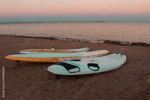 kayak on the beach  sea  sunset 